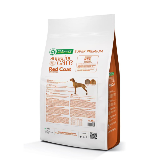 dry grain free food for adult dogs of all breeds with red coat with lamb